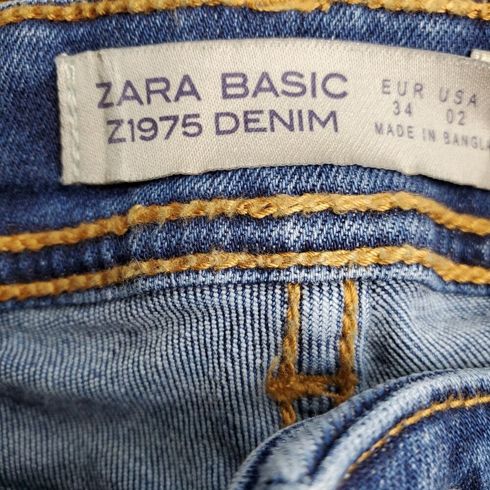 Zara z1975 Red-Silver-Black Tuxedo Stripe Skinny Jean Size 2 - Picture 4 of 7